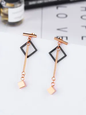 Long Tassel Earrings Acrylic Geometric Square Earrings