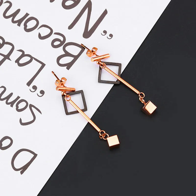 Long Tassel Earrings Acrylic Geometric Square Earrings
