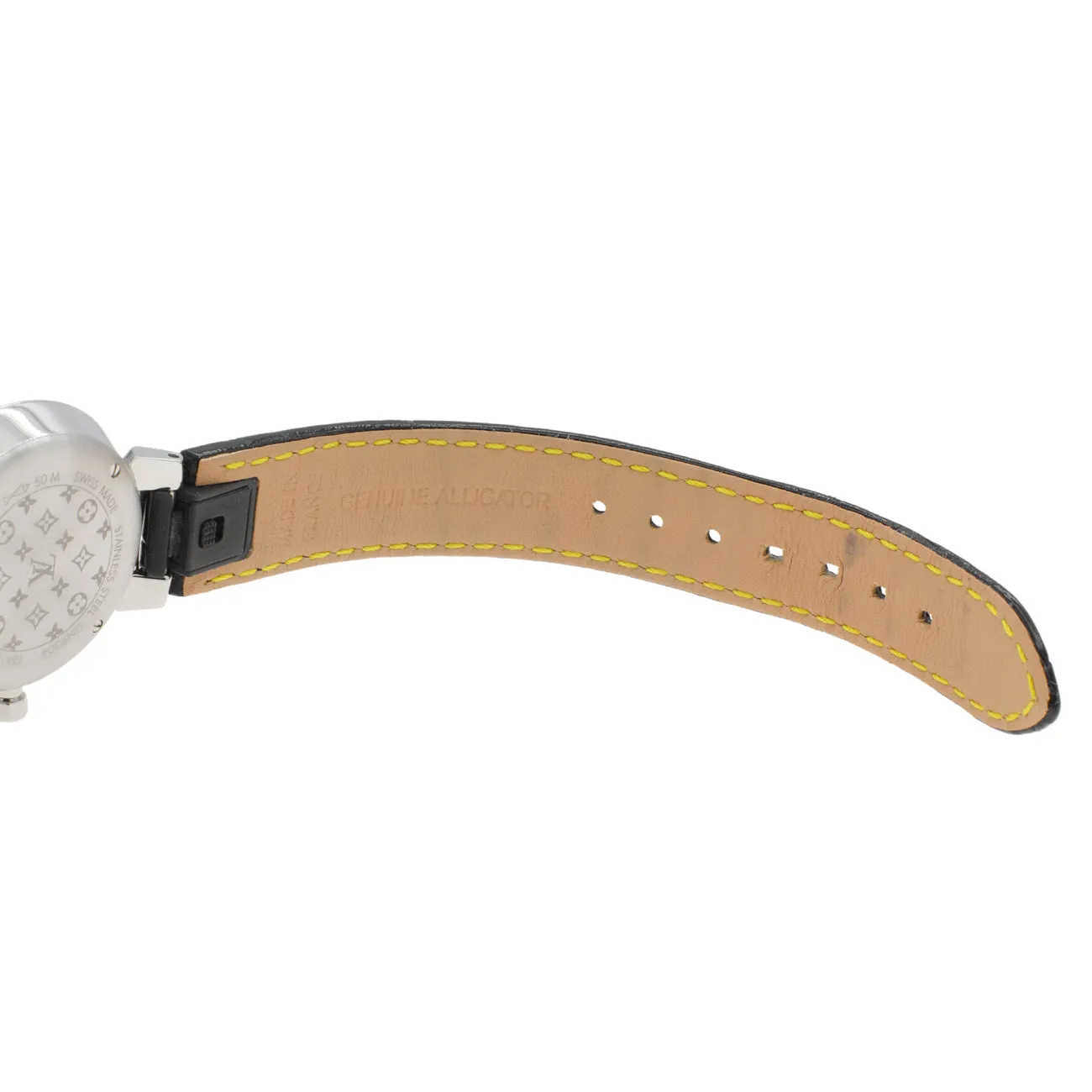 Louis Vuitton Stainless Steel Diamond Tambour Slim Quartz QBB117