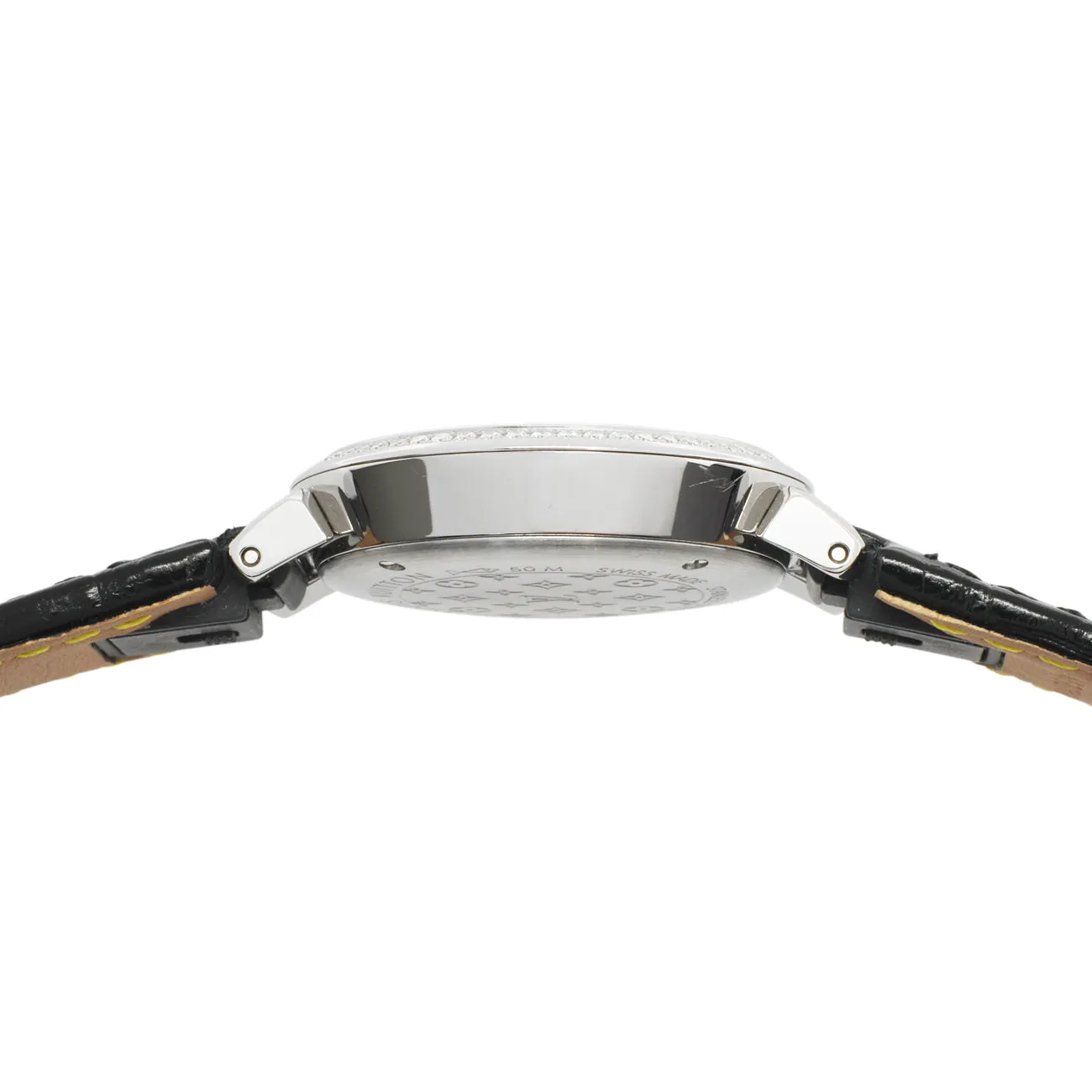 Louis Vuitton Stainless Steel Diamond Tambour Slim Quartz QBB117