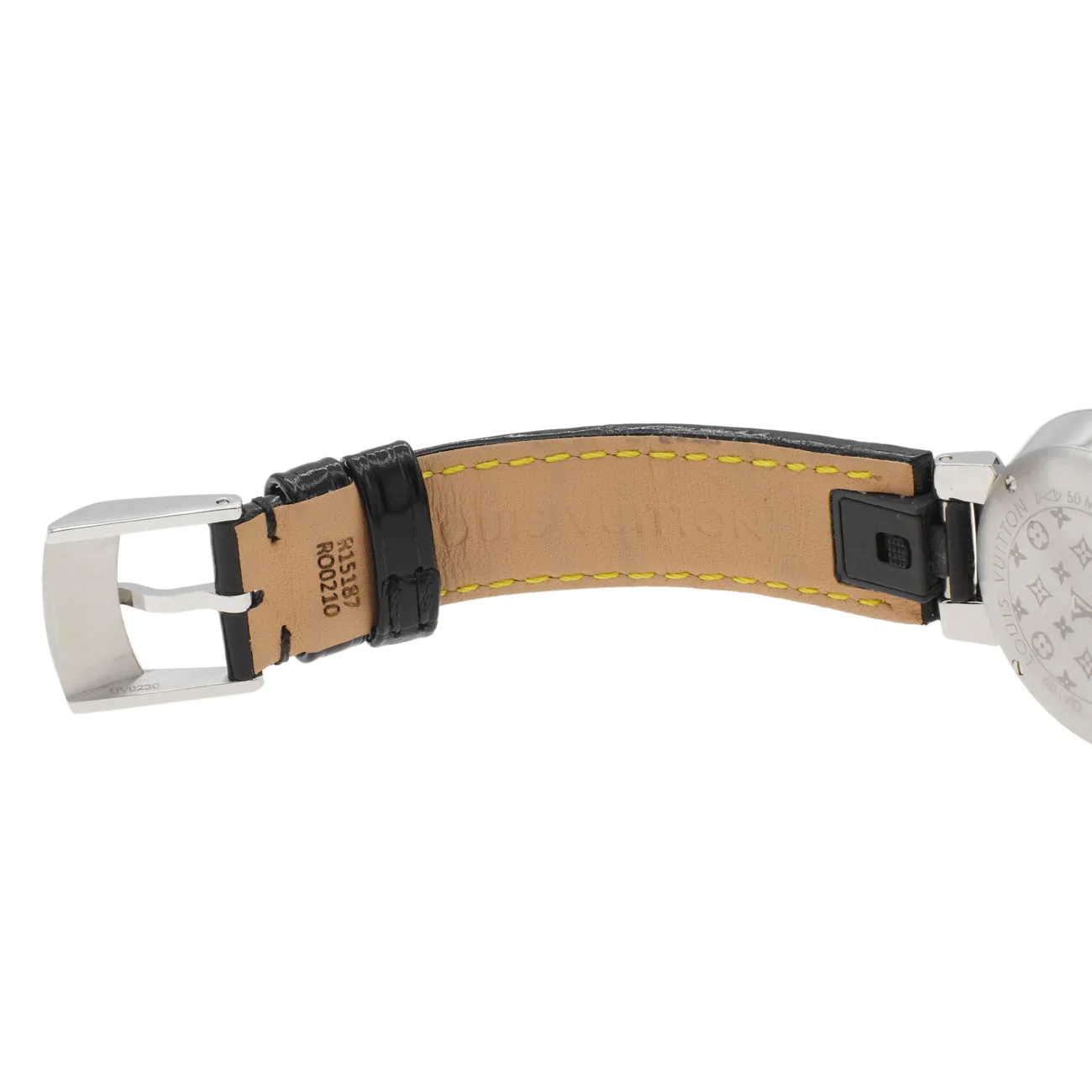 Louis Vuitton Stainless Steel Diamond Tambour Slim Quartz QBB117