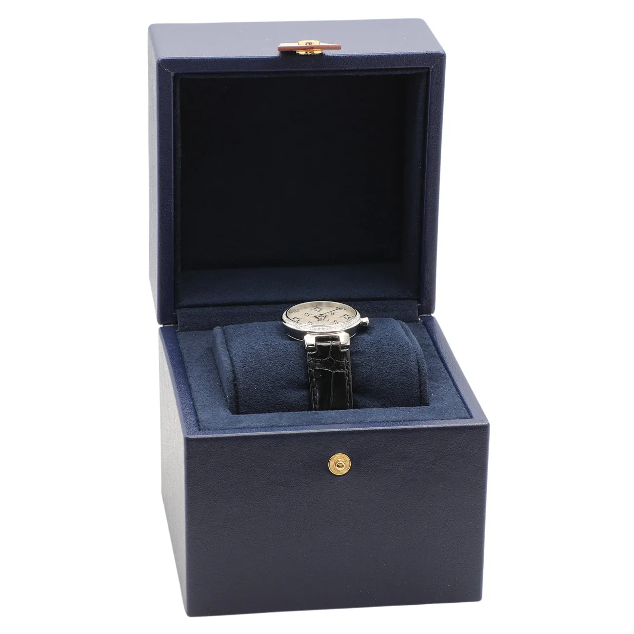 Louis Vuitton Stainless Steel Diamond Tambour Slim Quartz QBB117