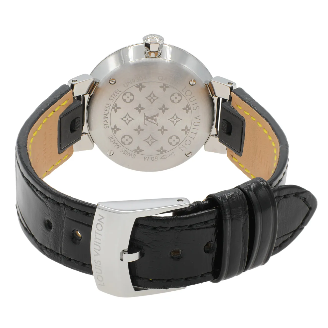 Louis Vuitton Stainless Steel Diamond Tambour Slim Quartz QBB117