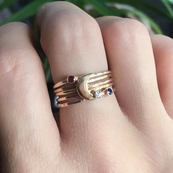 Love You To The Moon & Back Stacked Ring Set