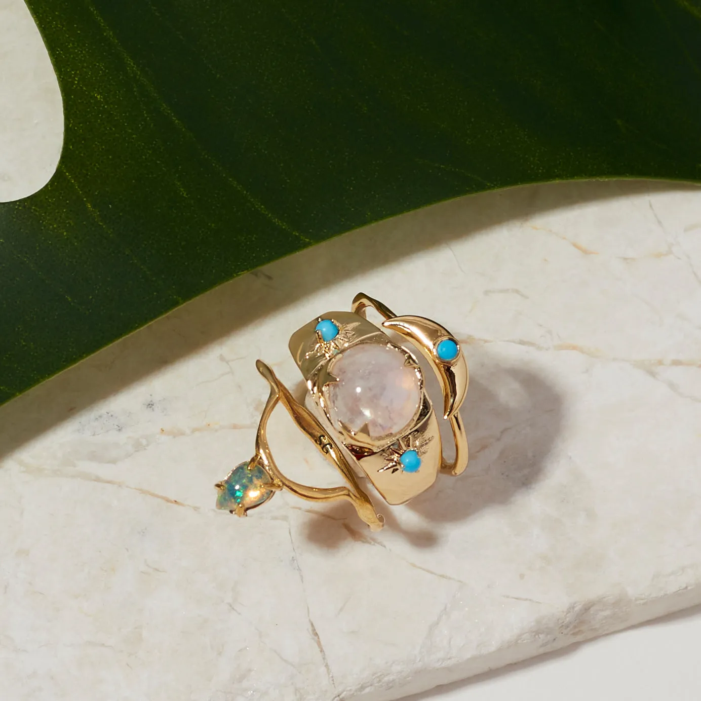 Luna Signet in Moonstone/Turquoise