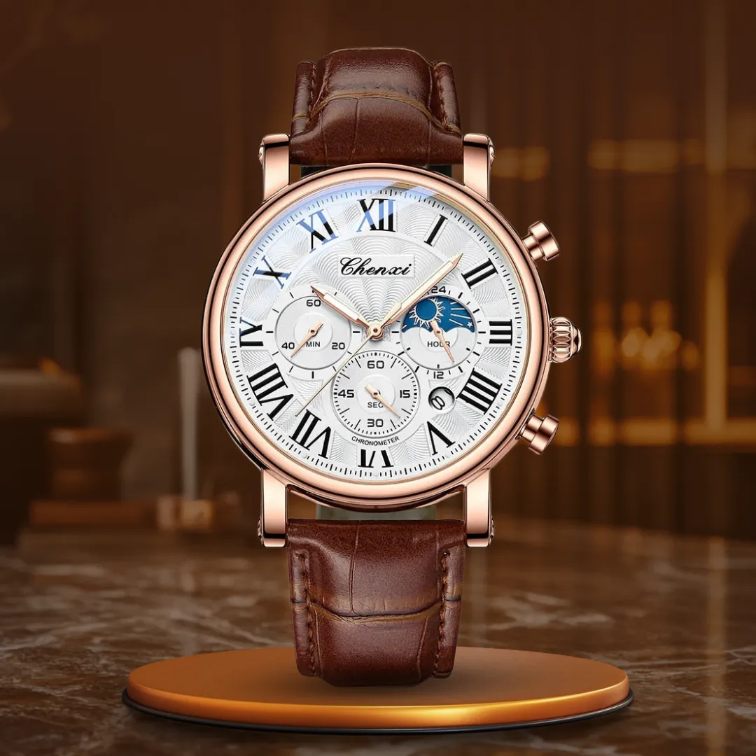 LUXURIOUS LEATHER BRACELET QUARTZ WATCH | Elegance Meets Precision
