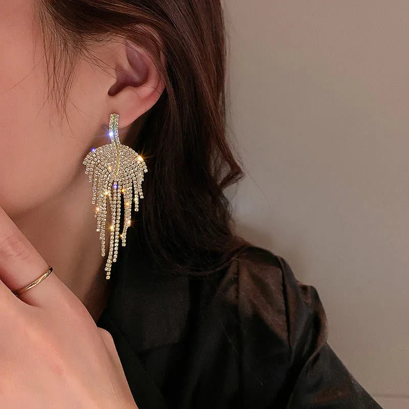 Luxury Leaf Tassel Earrings - S925
