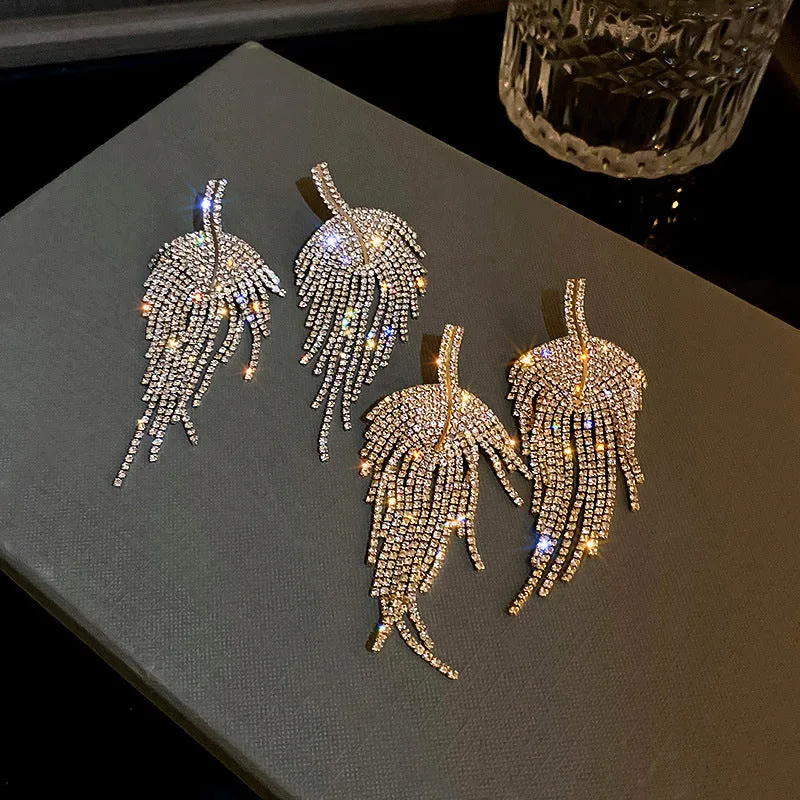 Luxury Leaf Tassel Earrings - S925