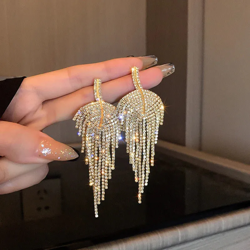 Luxury Leaf Tassel Earrings - S925