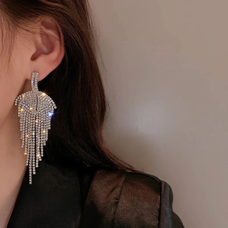 Luxury Leaf Tassel Earrings - S925