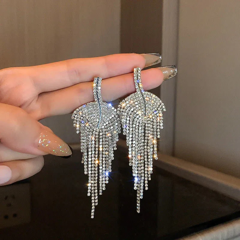 Luxury Leaf Tassel Earrings - S925