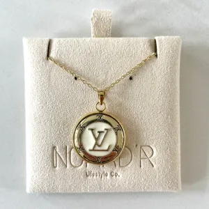 LV Halo Logo Necklace- GOLD/WHITE