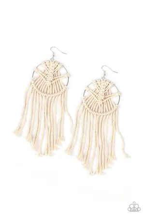 MACRAME, Myself, and I White Paparazzi Earrings
