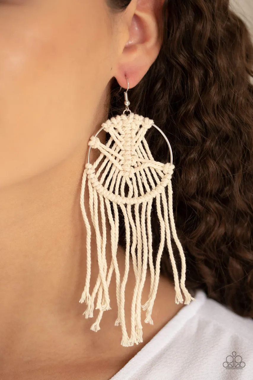 MACRAME, Myself, and I White Paparazzi Earrings