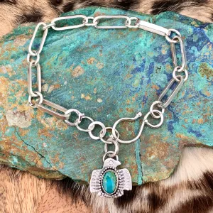 Made to Order Thunderbird, turquoise handmade heavy chain bracelet