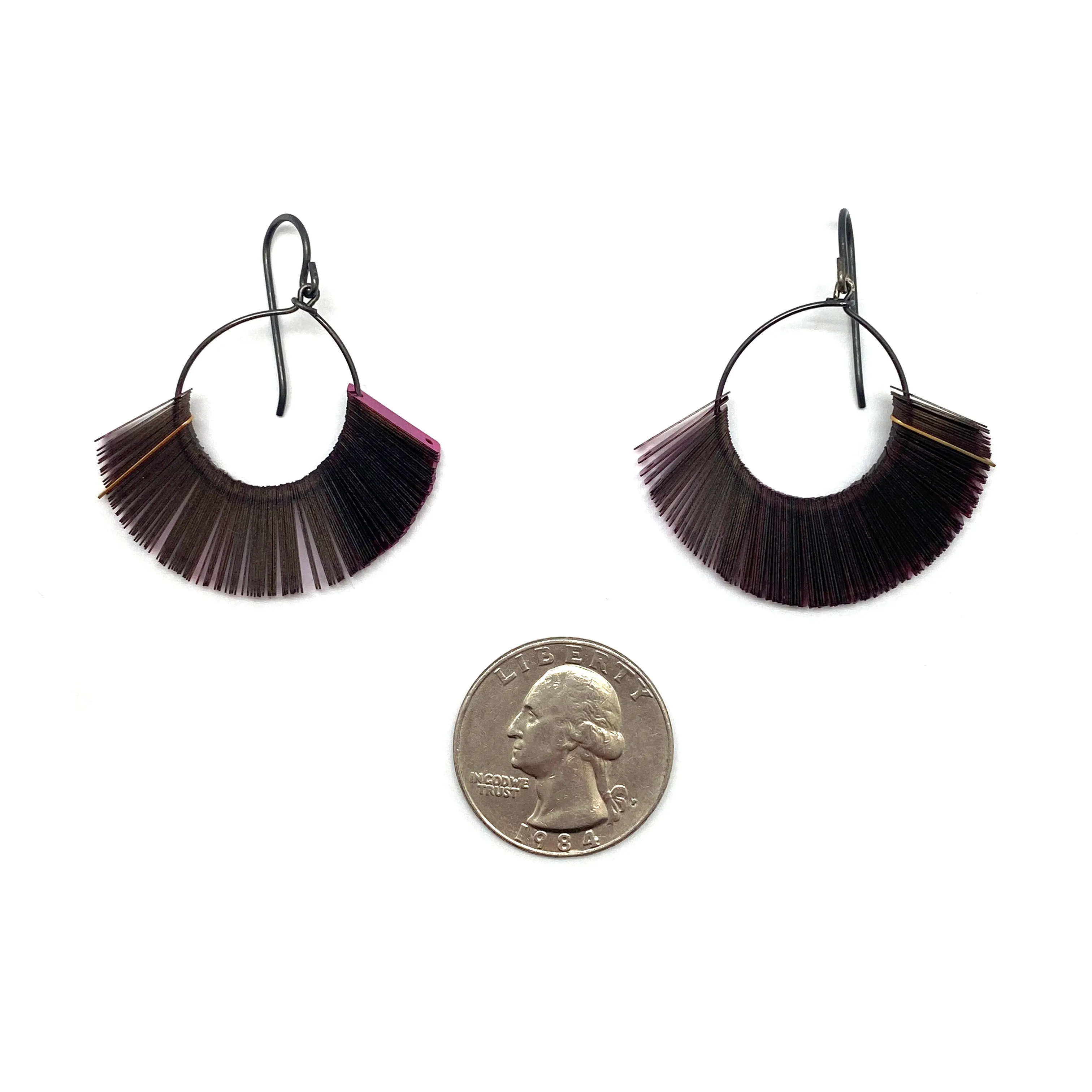 Magenta Tassel Sequin Earrings