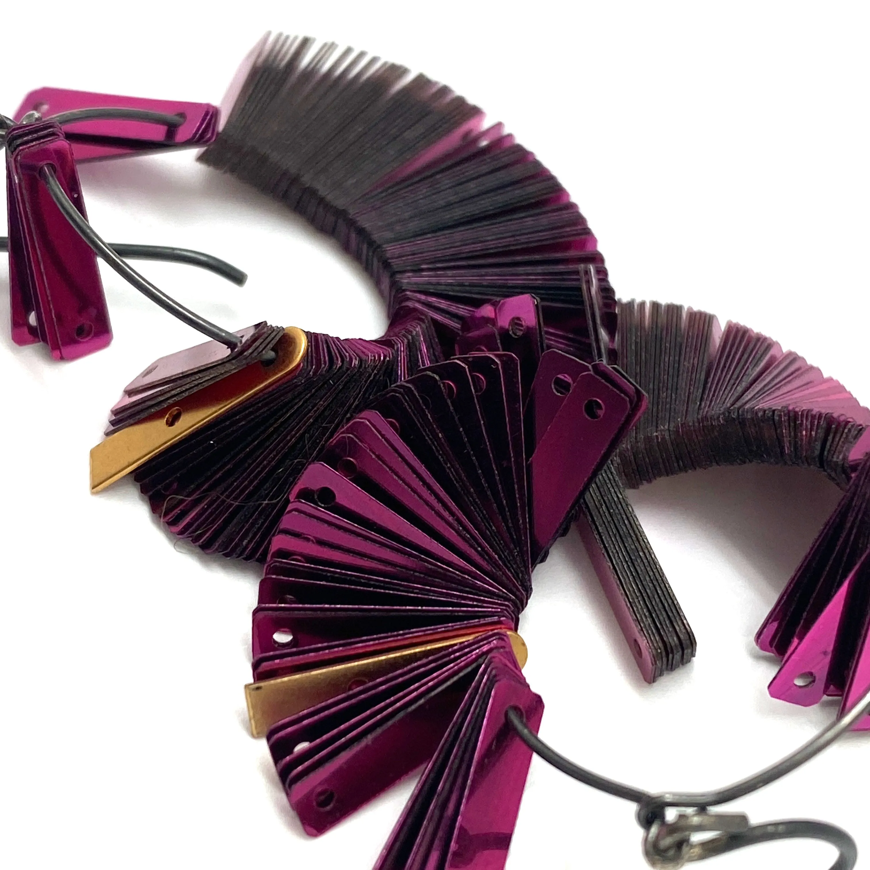 Magenta Tassel Sequin Earrings