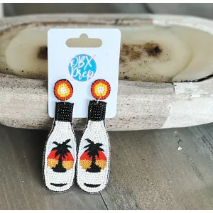 Malibu Rum Bottle Seed Beaded Drop Earrings S