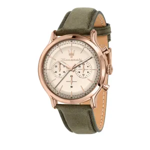 maserati epoca 42mm chr champagne dial green strap