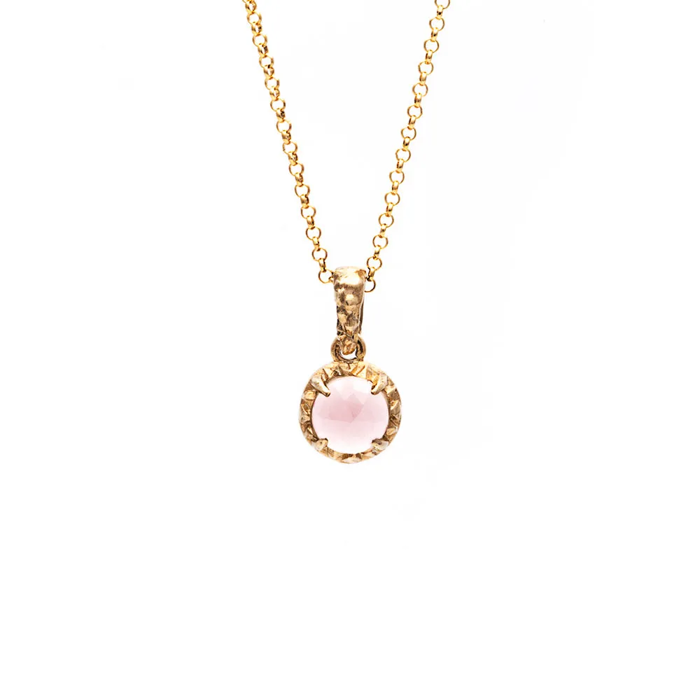 MATRIX HALO NECKLACE | 14K GOLD & ROSE QUARTZ