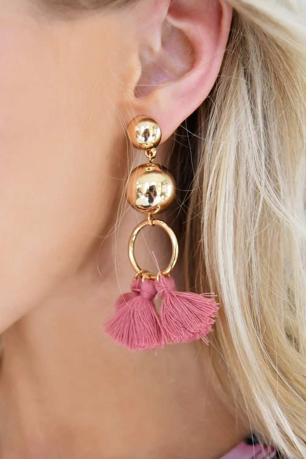 Mauve Tassel Earrings