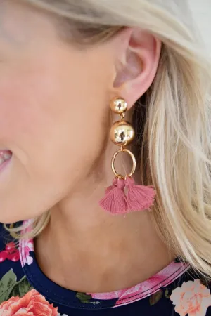 Mauve Tassel Earrings