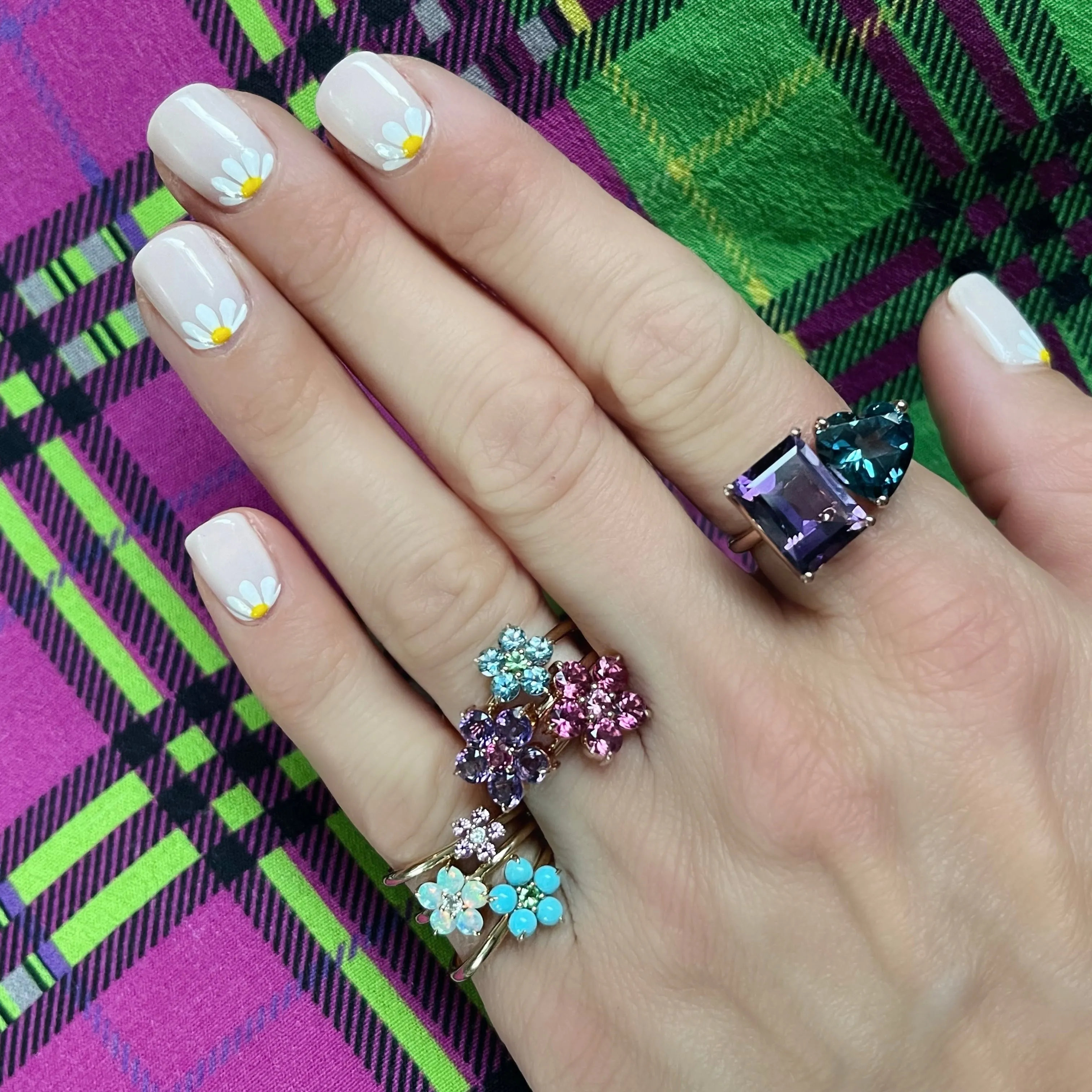Medium Round Flower Stacking Ring