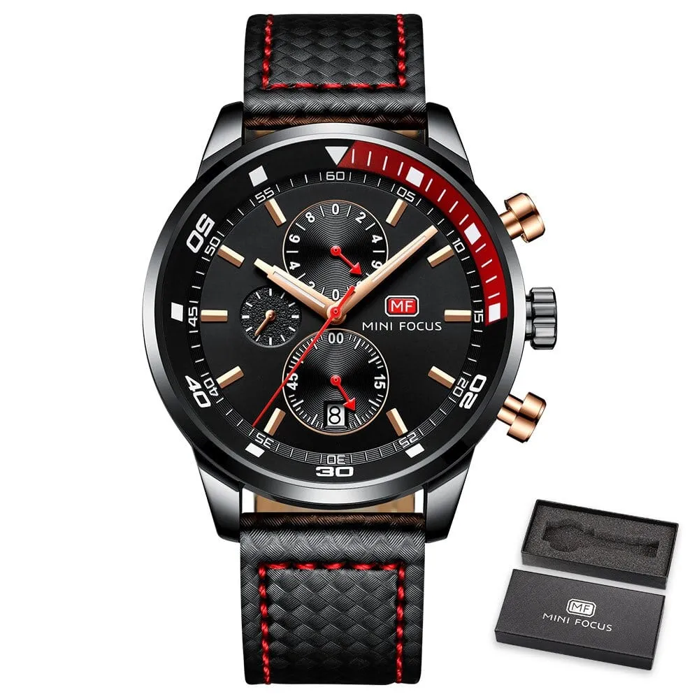 Men's Plaid Leather Strap Watches
