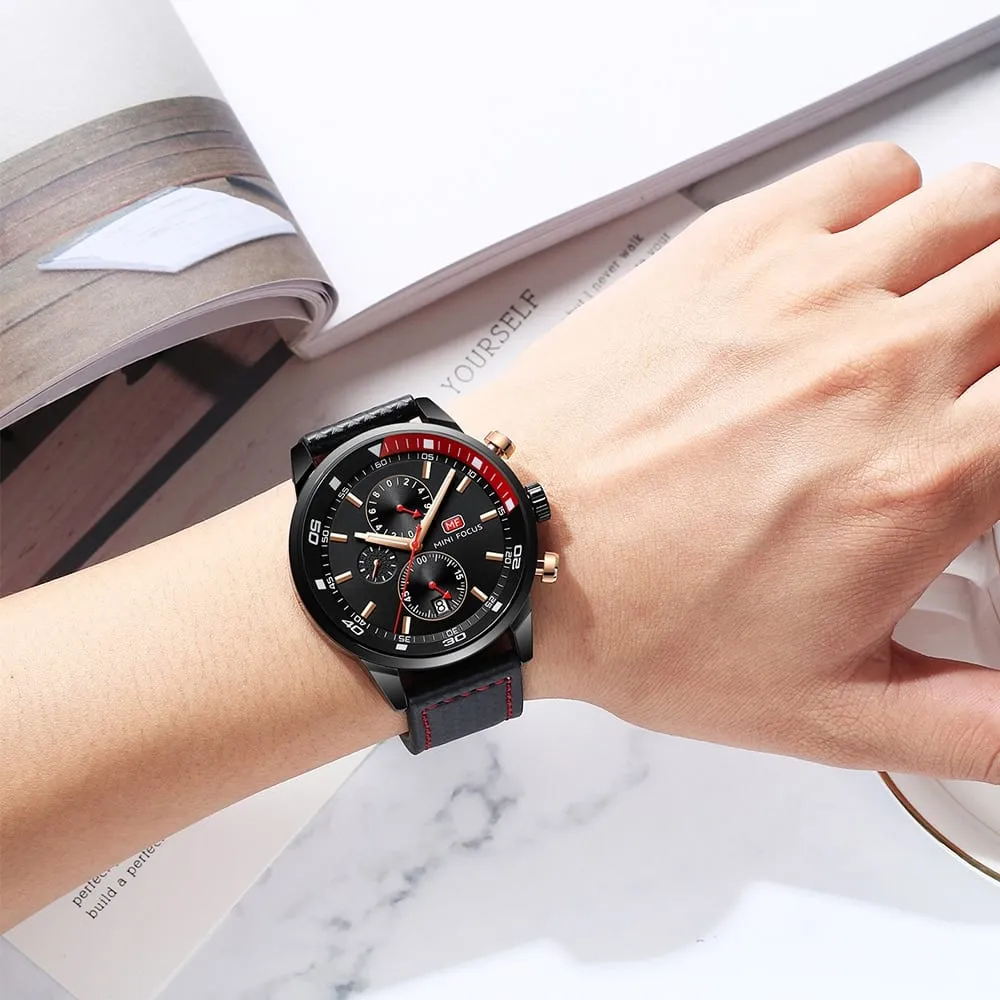 Men's Plaid Leather Strap Watches