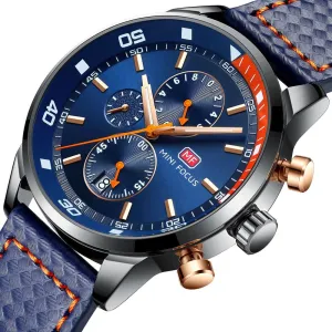 Men's Plaid Leather Strap Watches