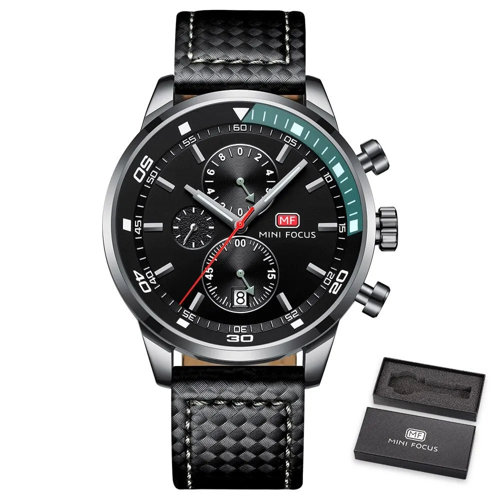 Men's Plaid Leather Strap Watches