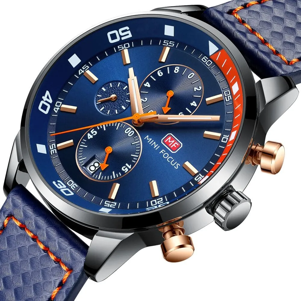 Men's Plaid Leather Strap Watches