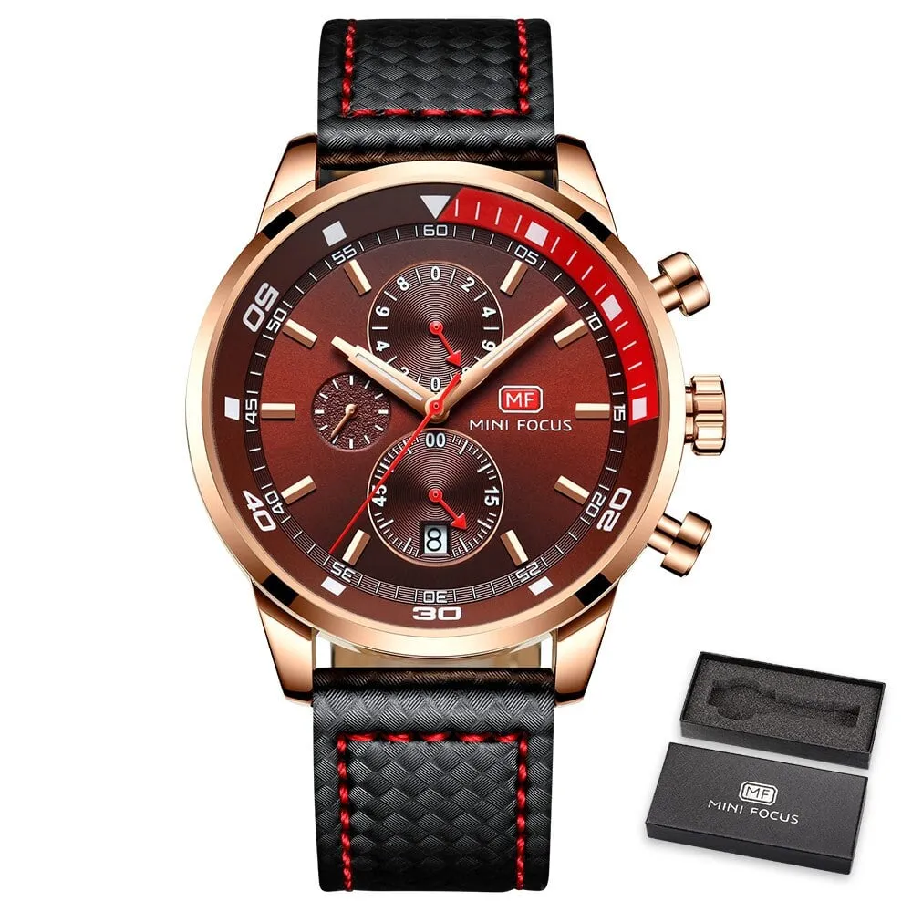 Men's Plaid Leather Strap Watches