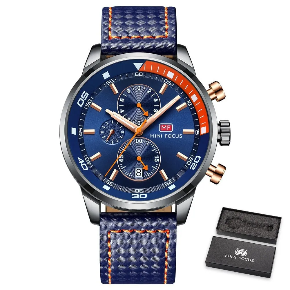 Men's Plaid Leather Strap Watches