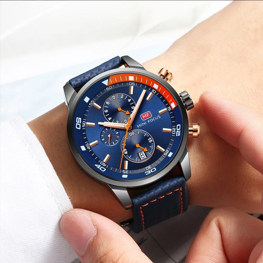 Men's Plaid Leather Strap Watches