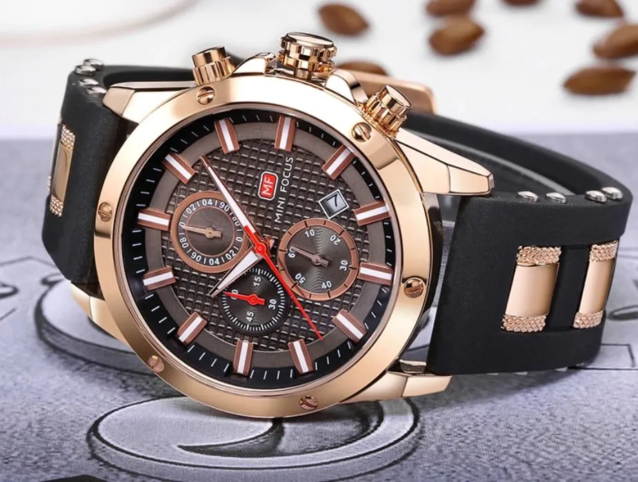 Men's Silicone and Stainless Steel Bracelet Watches