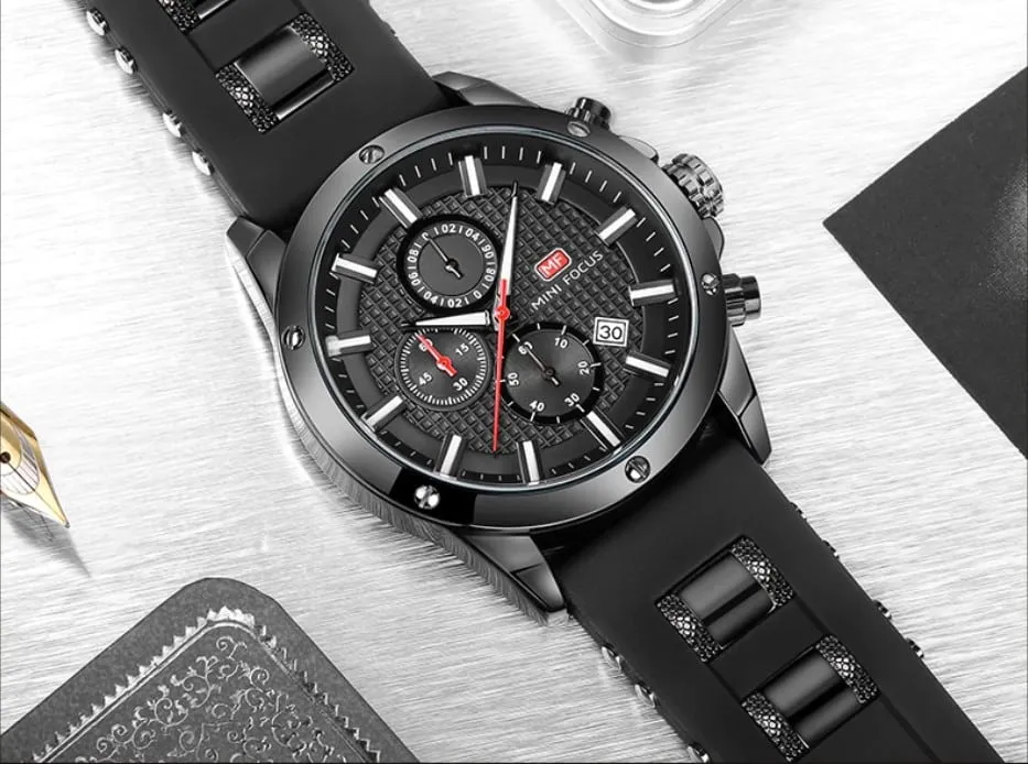 Men's Silicone and Stainless Steel Bracelet Watches