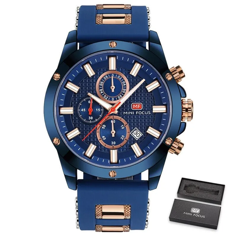 Men's Silicone and Stainless Steel Bracelet Watches
