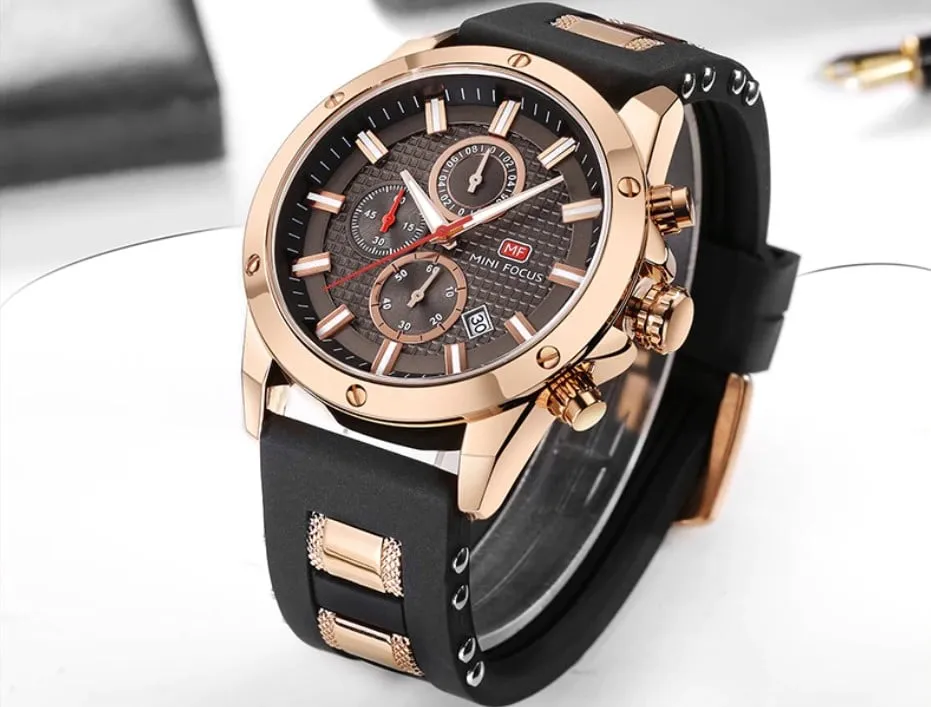 Men's Silicone and Stainless Steel Bracelet Watches