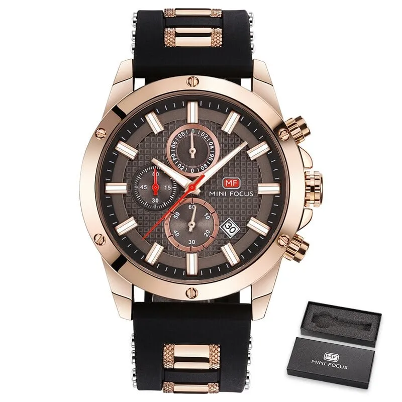 Men's Silicone and Stainless Steel Bracelet Watches