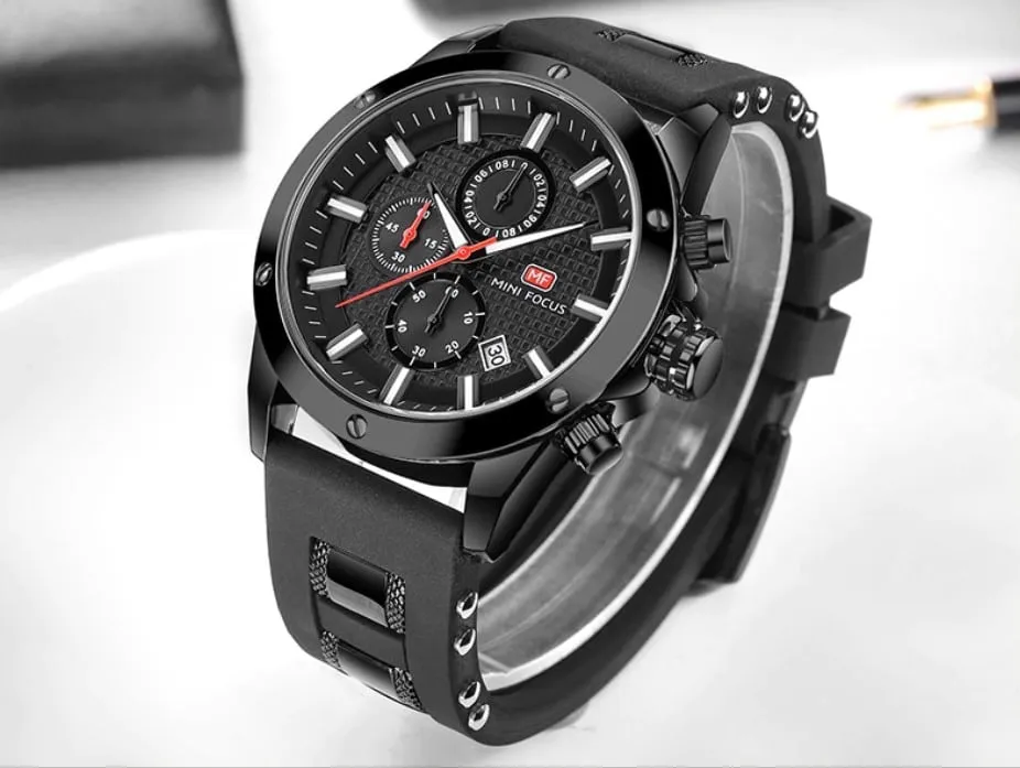 Men's Silicone and Stainless Steel Bracelet Watches
