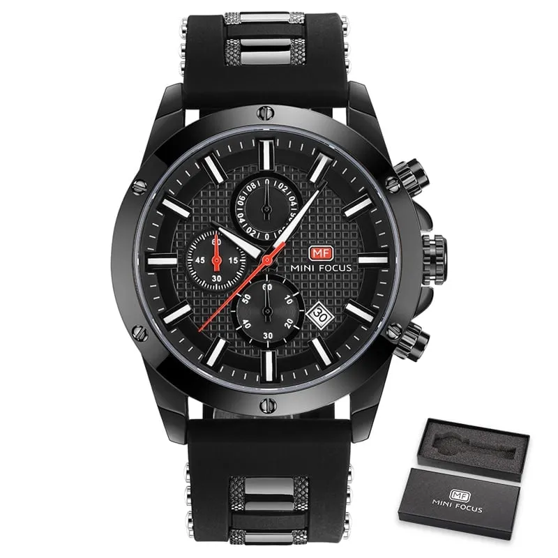 Men's Silicone and Stainless Steel Bracelet Watches