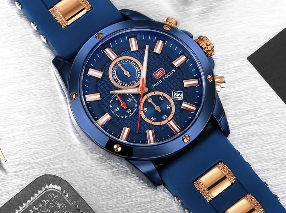 Men's Silicone and Stainless Steel Bracelet Watches