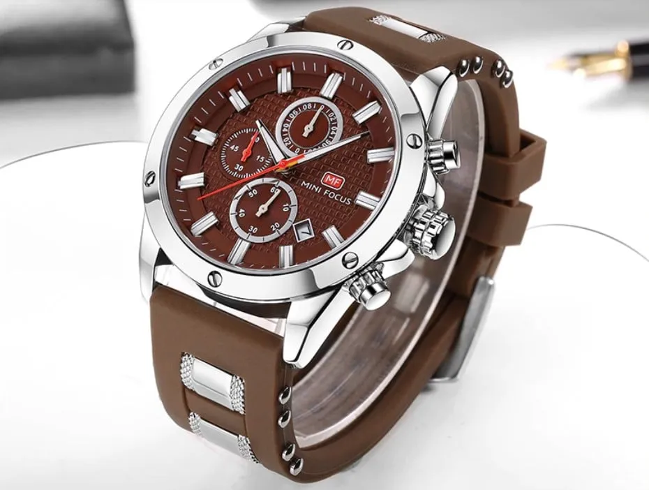 Men's Silicone and Stainless Steel Bracelet Watches