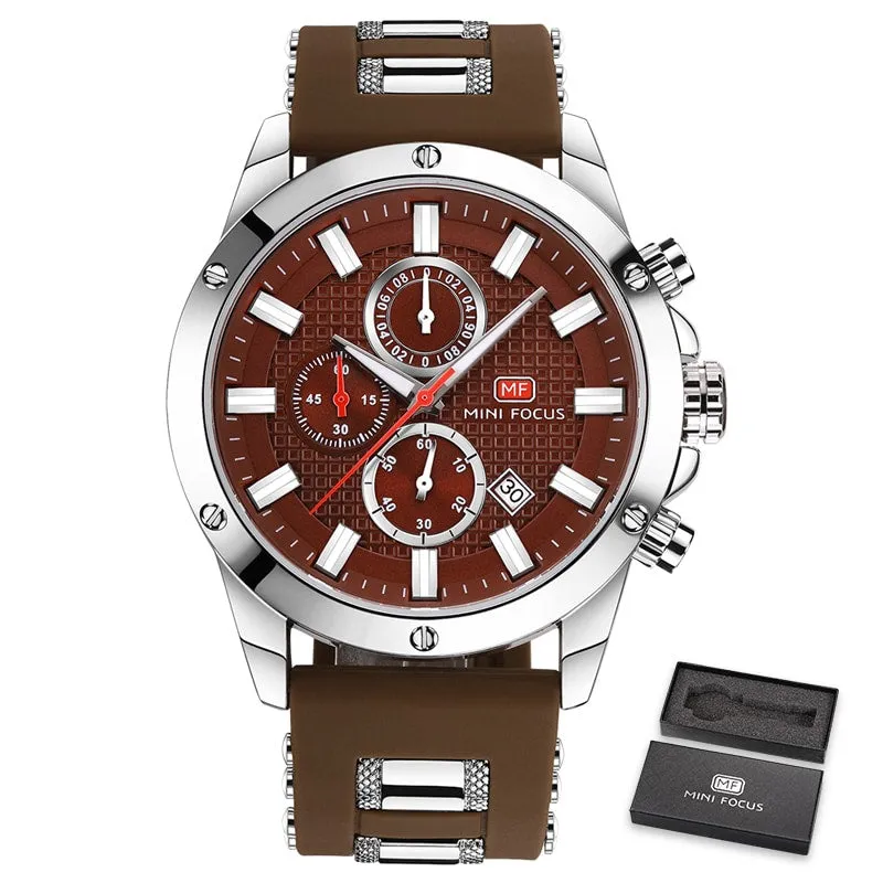 Men's Silicone and Stainless Steel Bracelet Watches