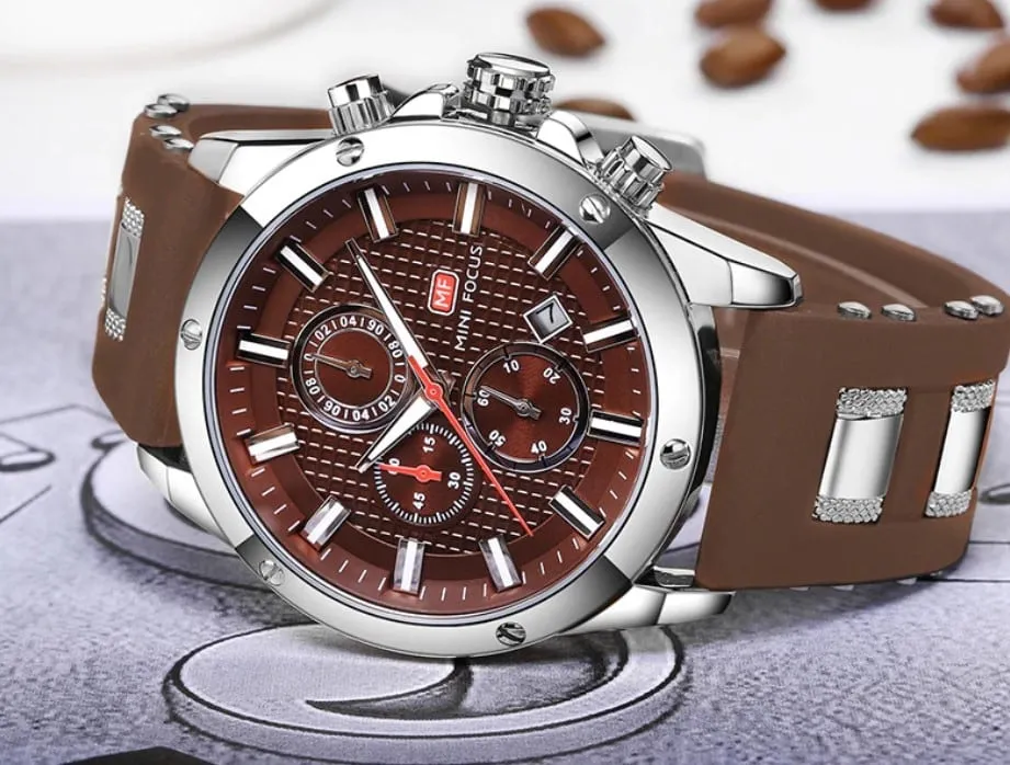 Men's Silicone and Stainless Steel Bracelet Watches