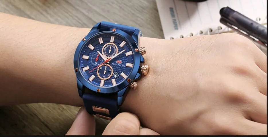 Men's Silicone and Stainless Steel Bracelet Watches