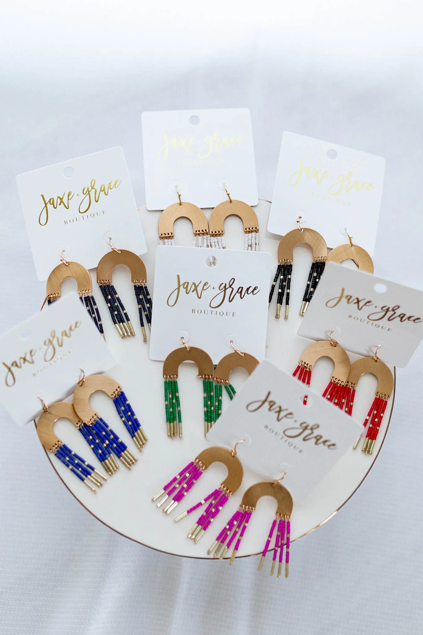 Metal & Beaded Arch Earrings, VARIOUS