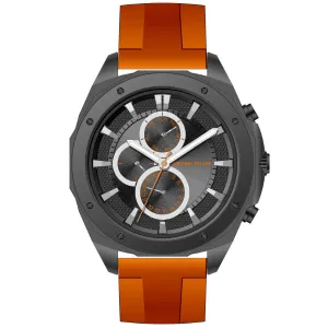 Michael Fellini Orange Silicone Strap Black Dial Chronograph Quartz Watch for Gents - MF-2344-05
