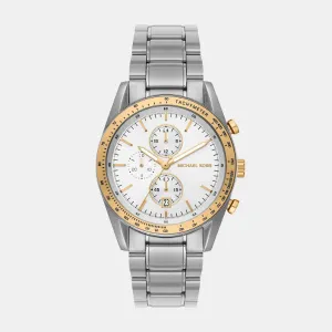 Michael Kors Accelerator Silver Stainless Steel White Dial Chronograph Quartz Watch for Gents - MK9112